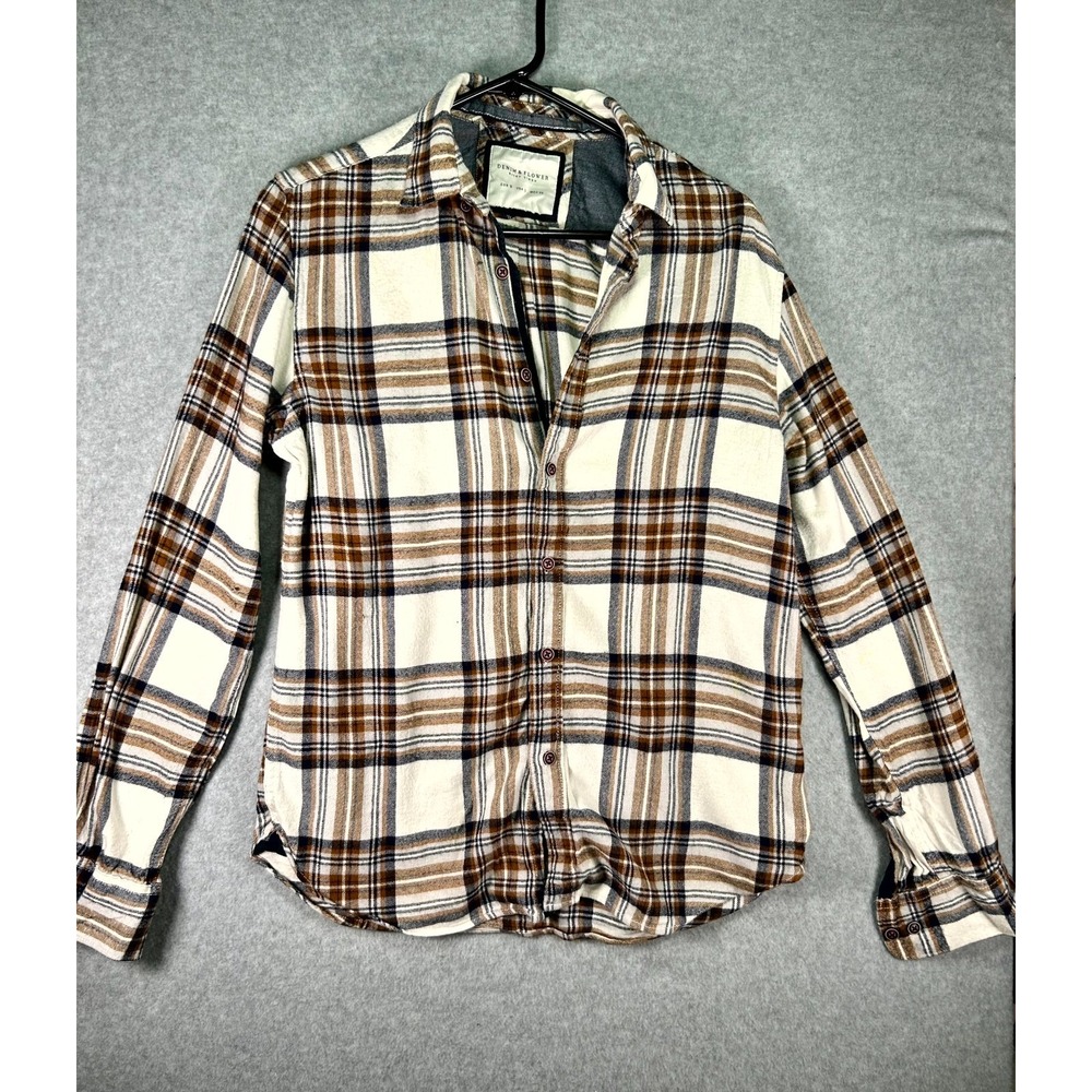Stain* Denim & Flower Ricky Singh Flannel Shirt Mens Small Multi Plaid Button Up